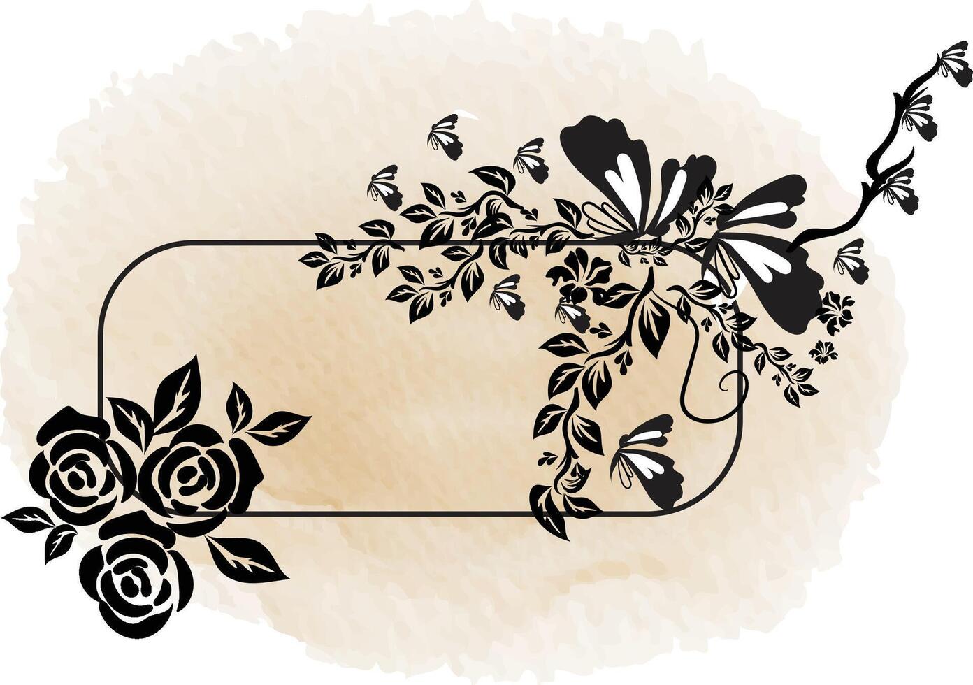 realistic hand drawn flowers with blank banner vector