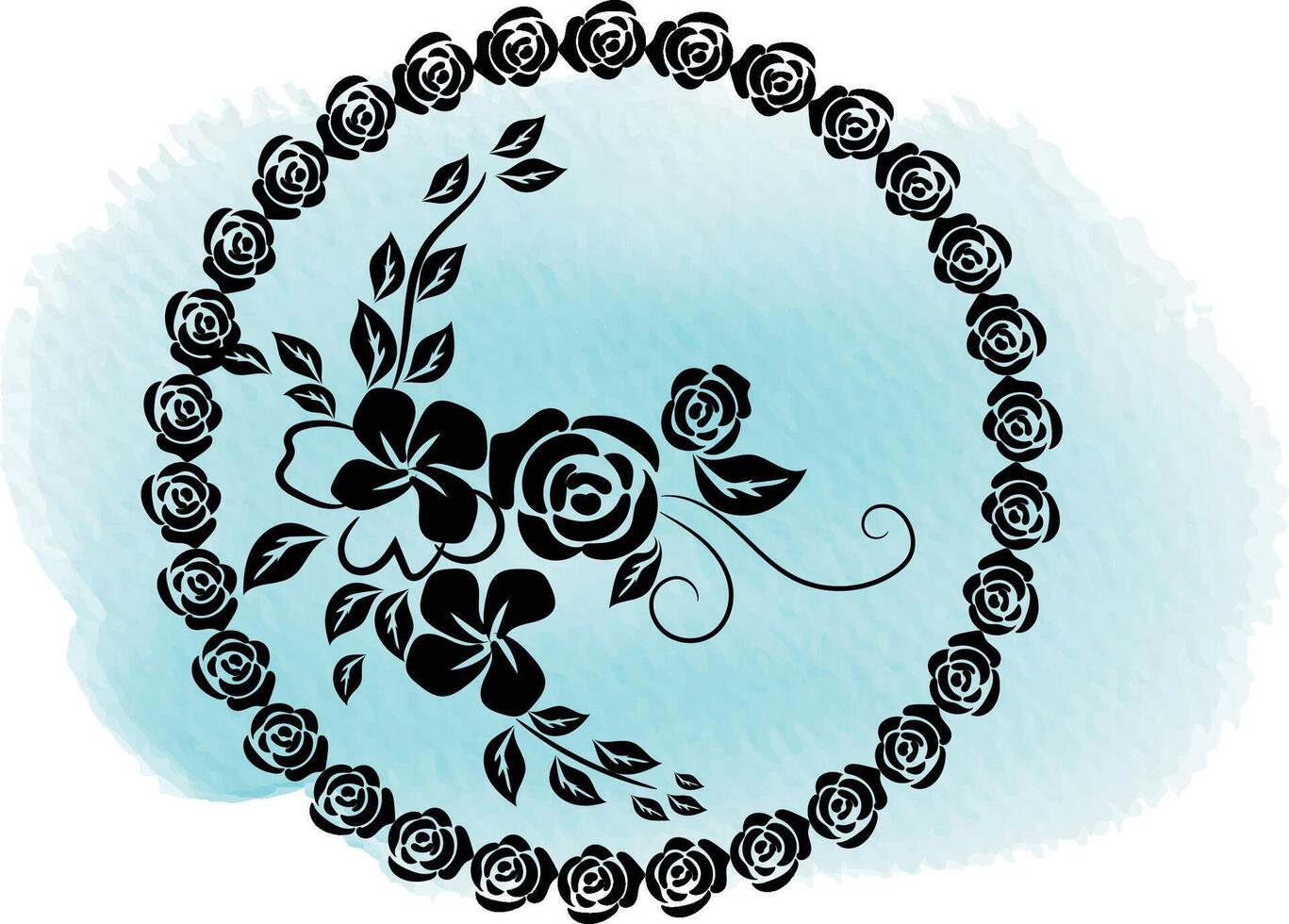 realistic hand drawn flowers with blank banner vector
