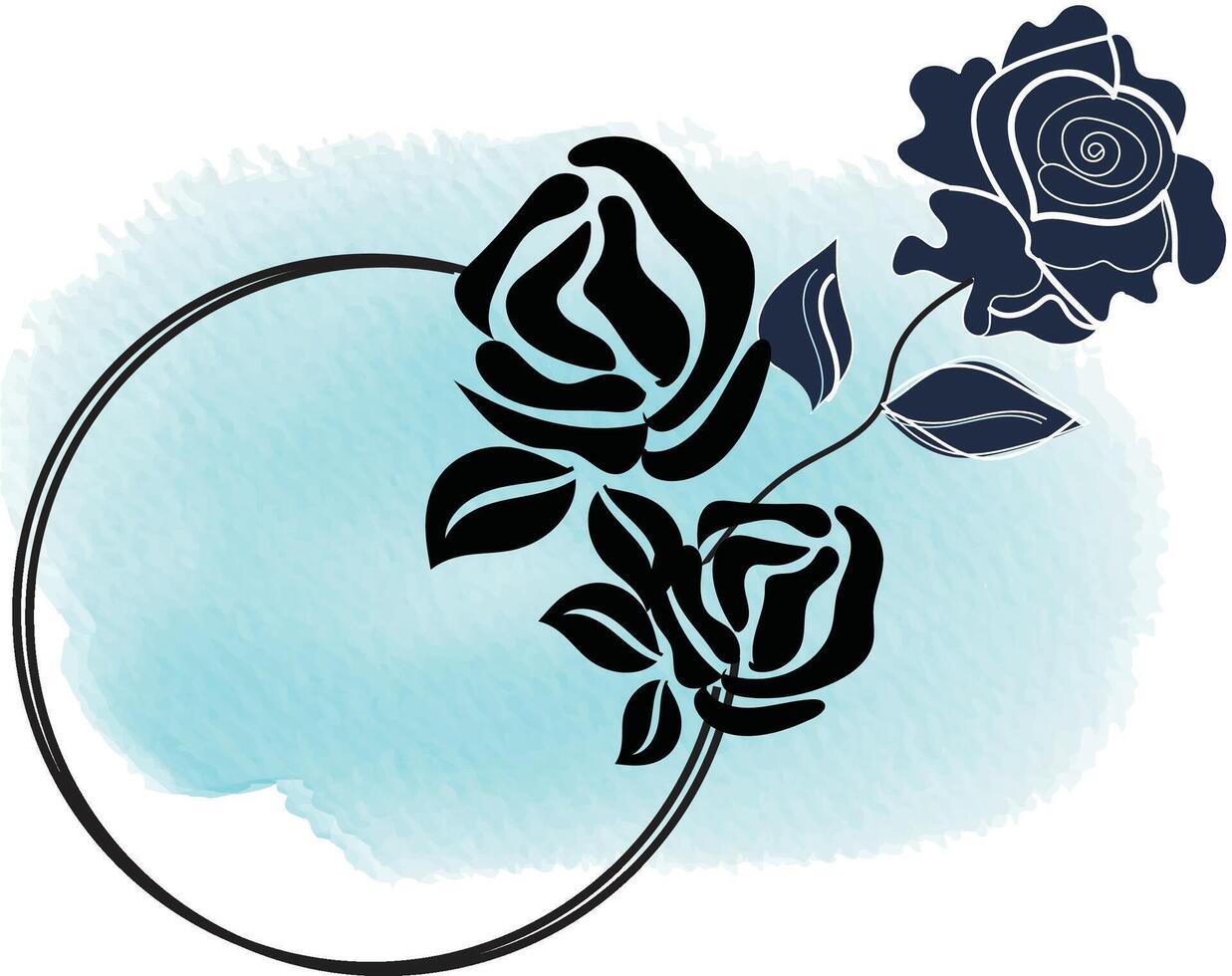 realistic hand drawn flowers with blank banner vector