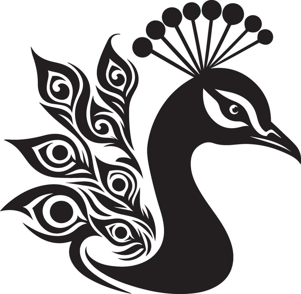 Peacock bird animal face illustration. vector