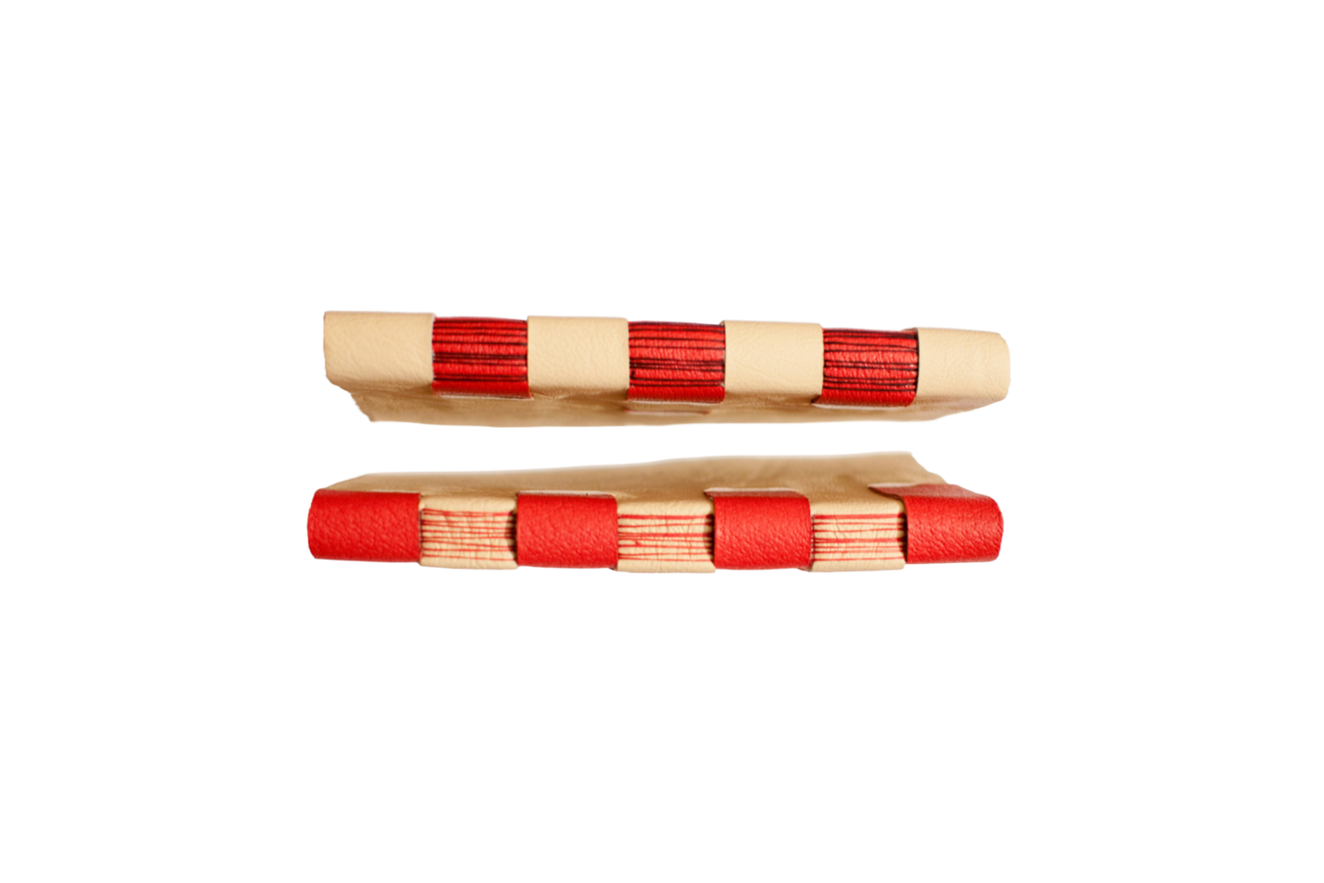 Traditional binding with red and yellow leather png