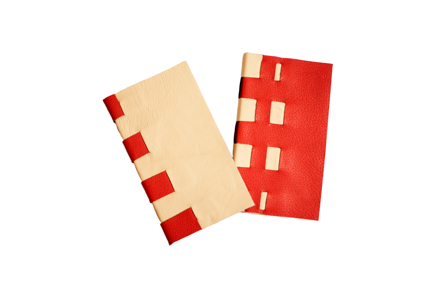 Traditional binding with red and yellow leather png