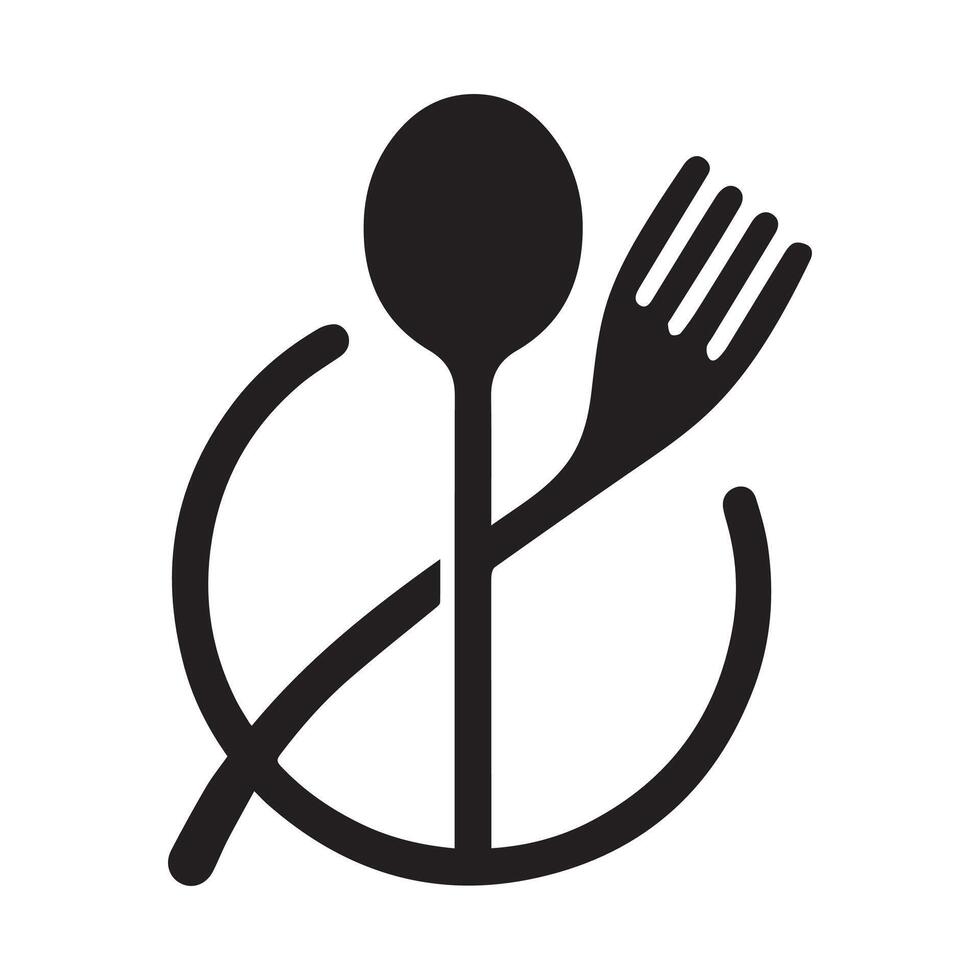 Minimalist fork and spoon logo vector