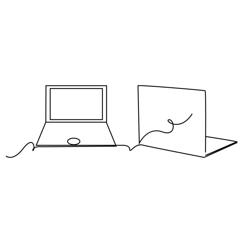 laptop one line drawing art illustration design vector