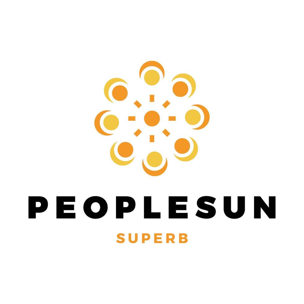 People Sun Icon Logo Design Template vector