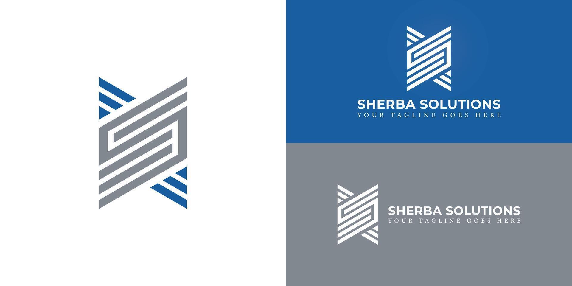 Abstract initial strips letter S or SS logo in blue-silver color isolated on multiple background colors. The logo is suitable for business and consulting company logo design inspiration templates. vector