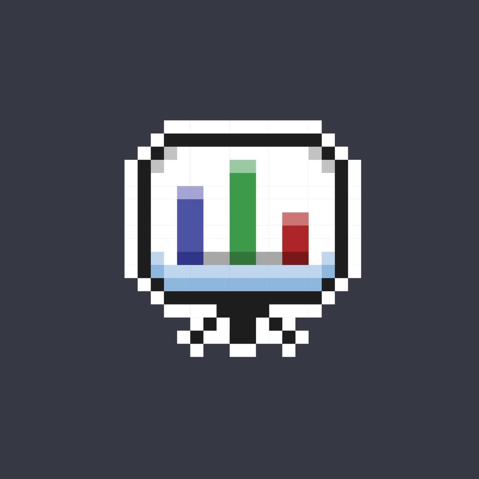 chart on standing banner in pixel art style vector