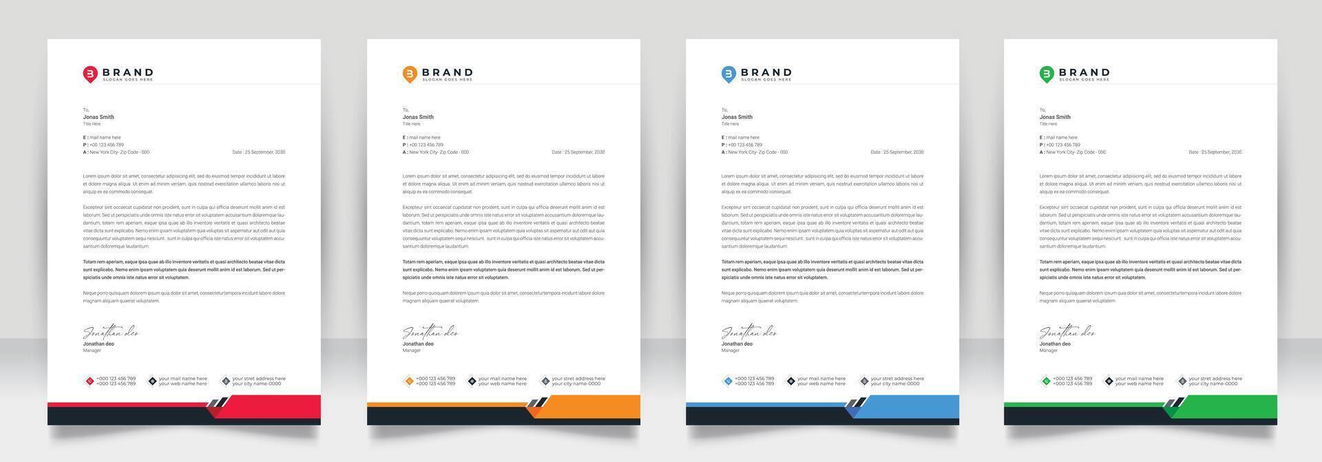 Clean corporate letterhead template design, Modern letterheads design template, Professional company letterheads template for business and project. vector