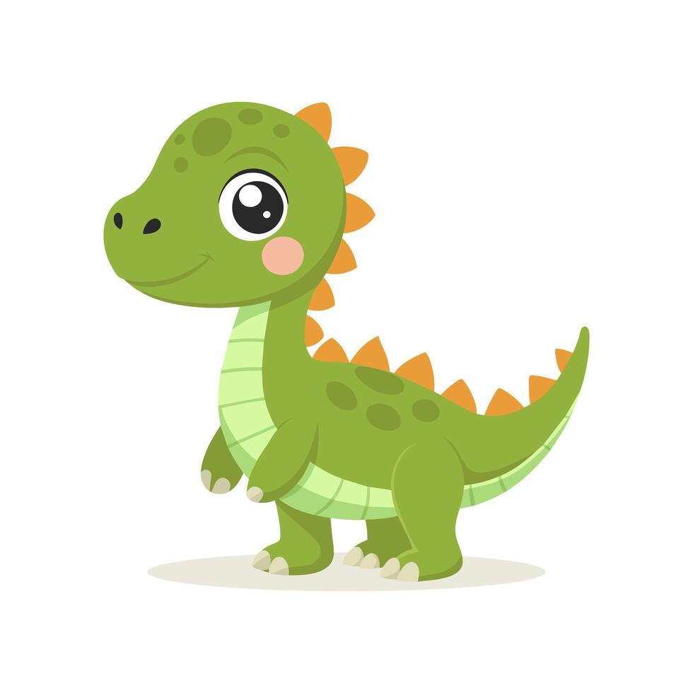 Cute green baby dinosaur on a white background. Design for greeting cards, invitations, print on clothes. vector