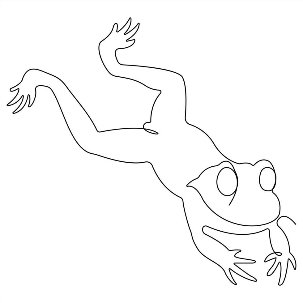 Continuous single line drawing simple frog world wild life concept outline illustration vector