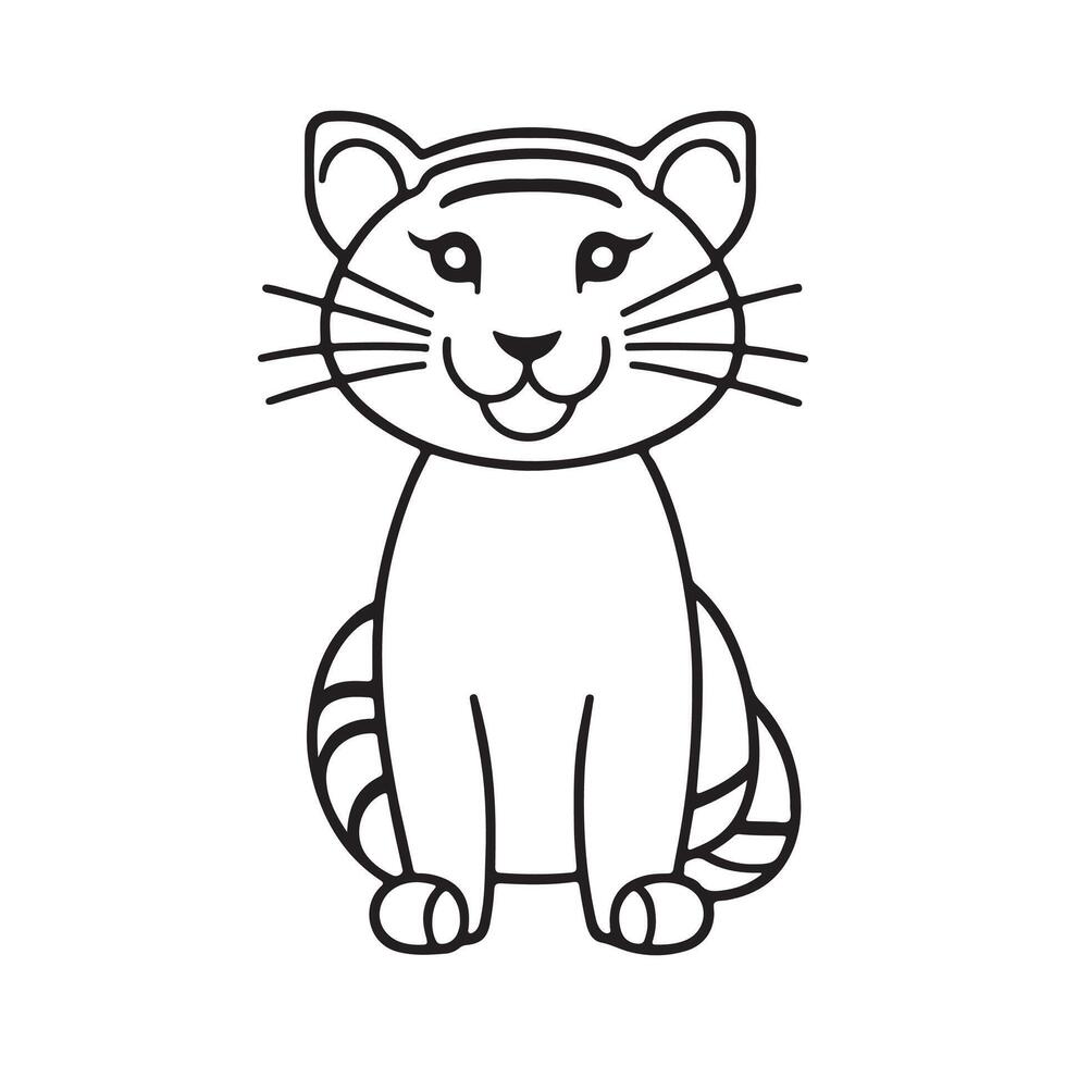 Tigre negro y blanco dibujos animados personaje diseño recopilación. blanco antecedentes. mascotas, animales vector