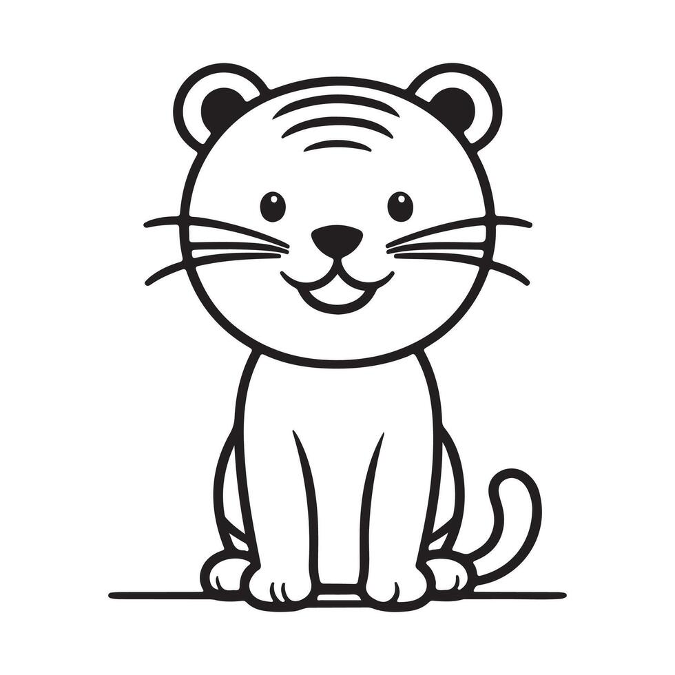 Tigre negro y blanco dibujos animados personaje diseño recopilación. blanco antecedentes. mascotas, animales vector