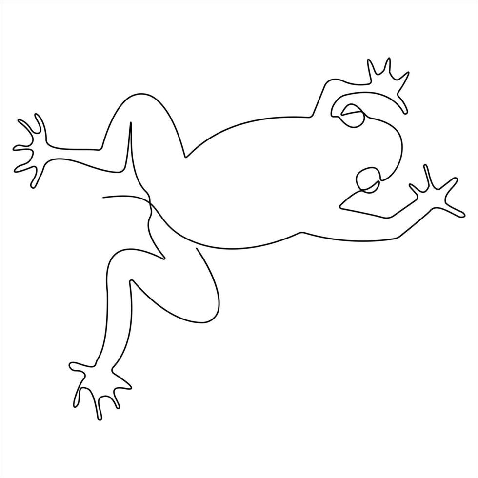 Continuous single line drawing simple frog world wild life concept outline illustration vector