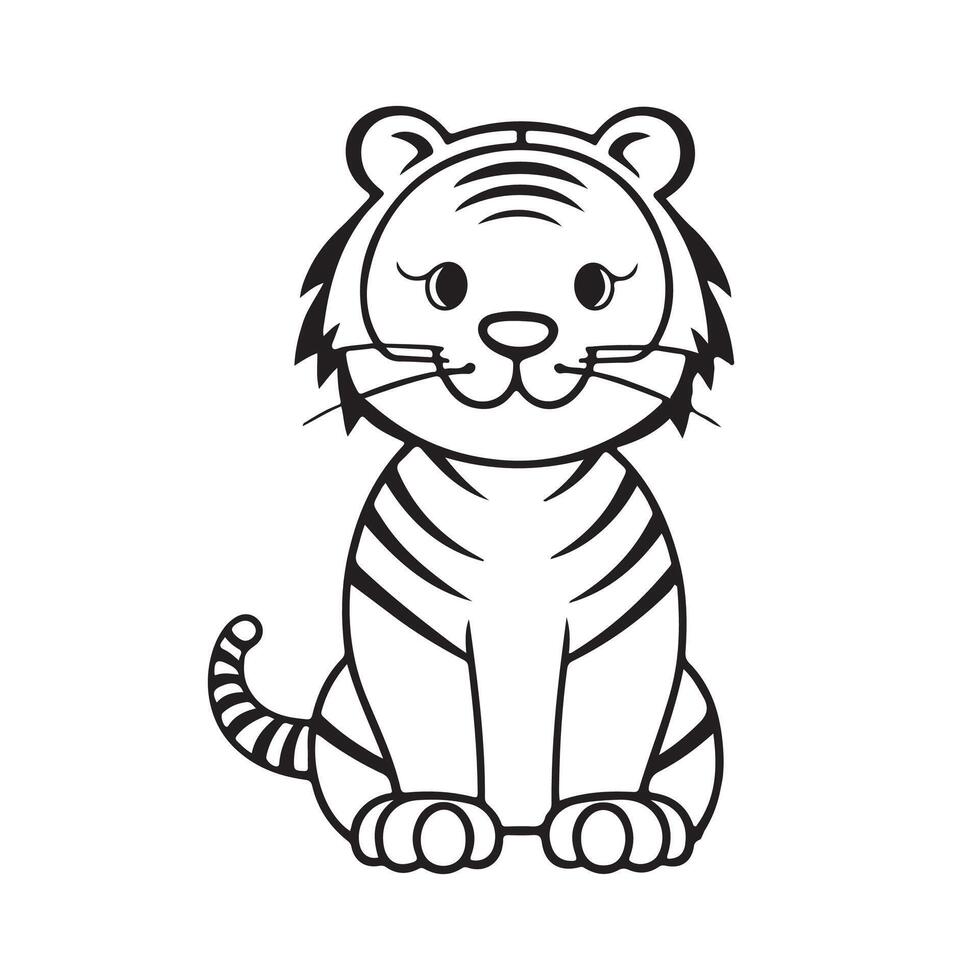 Tigre negro y blanco dibujos animados personaje diseño recopilación. blanco antecedentes. mascotas, animales vector