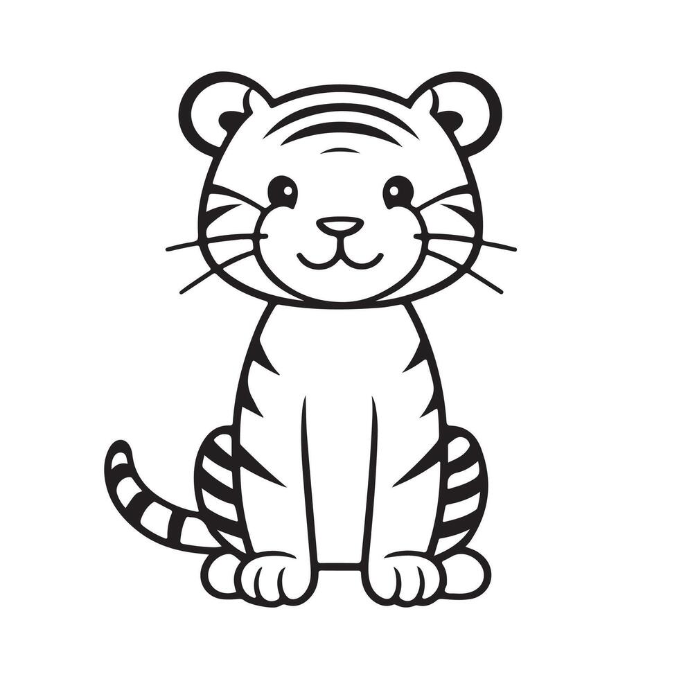 Tigre negro y blanco dibujos animados personaje diseño recopilación. blanco antecedentes. mascotas, animales vector