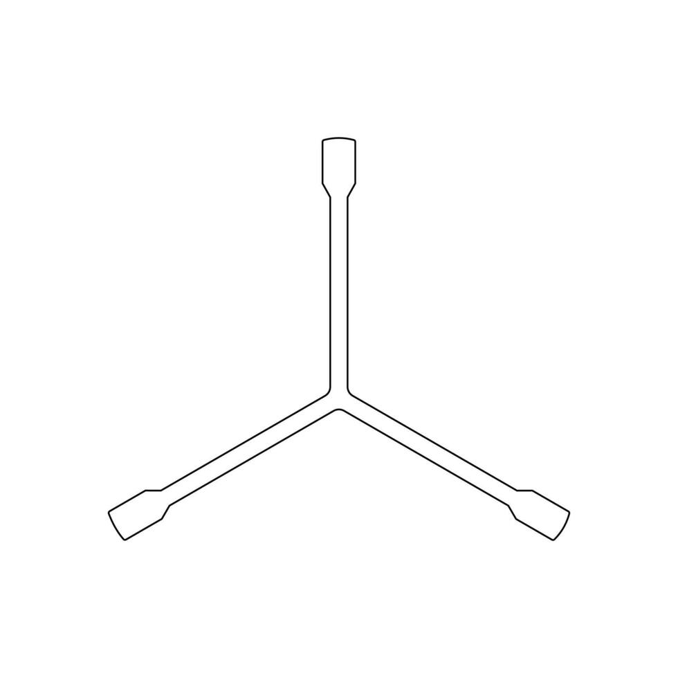 A simple three way wrench outline stroke style, mechanic tool and repairing hardware, copy space for text or design white background vector