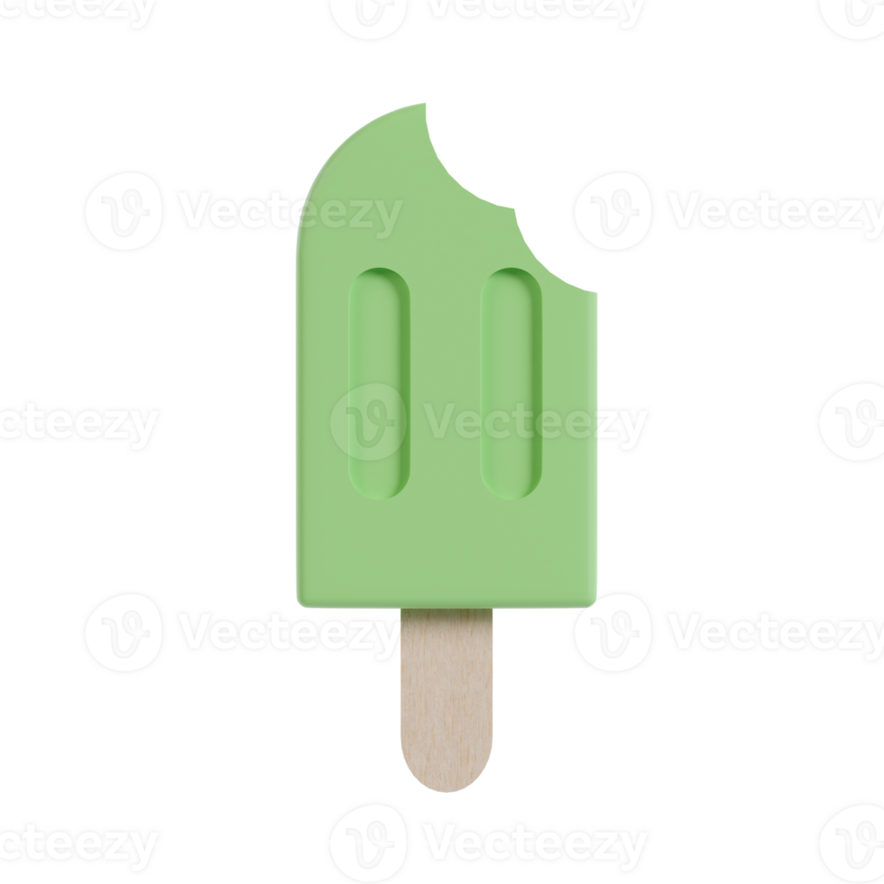 eaten ice cream stick 3d render illustration png