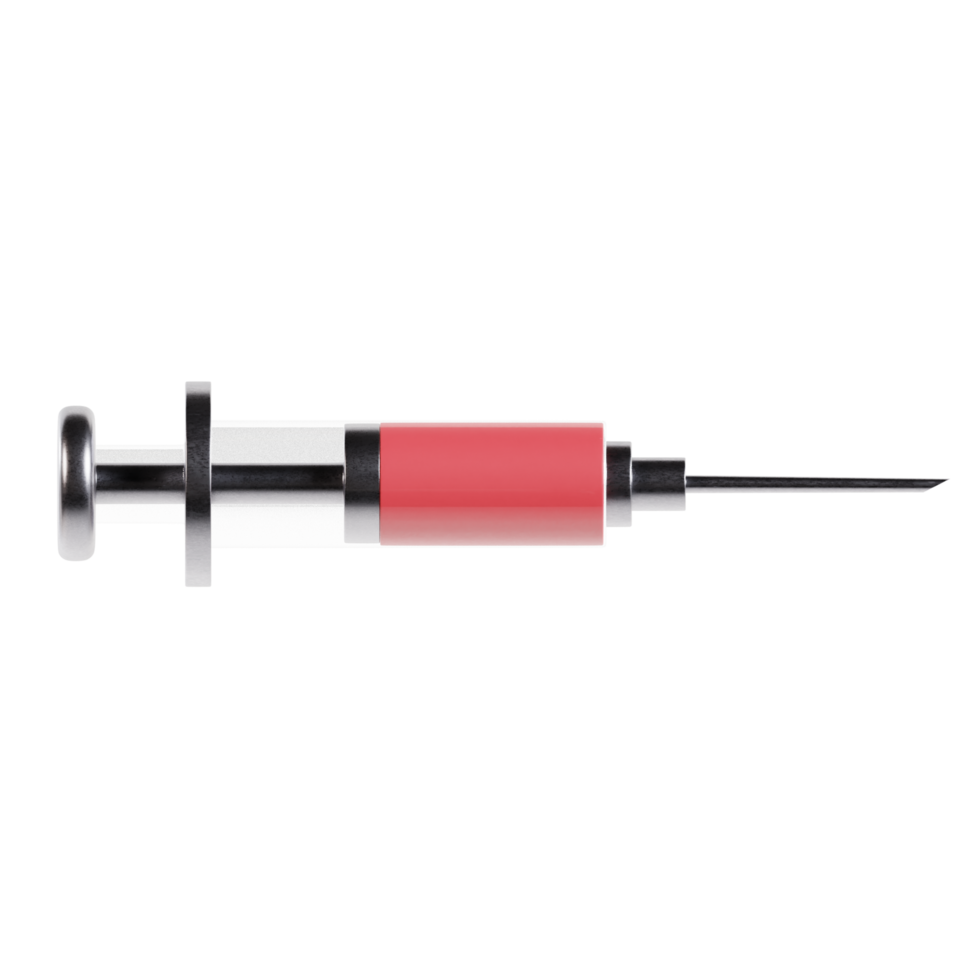 a red liquid in syringe 3d render illustration png