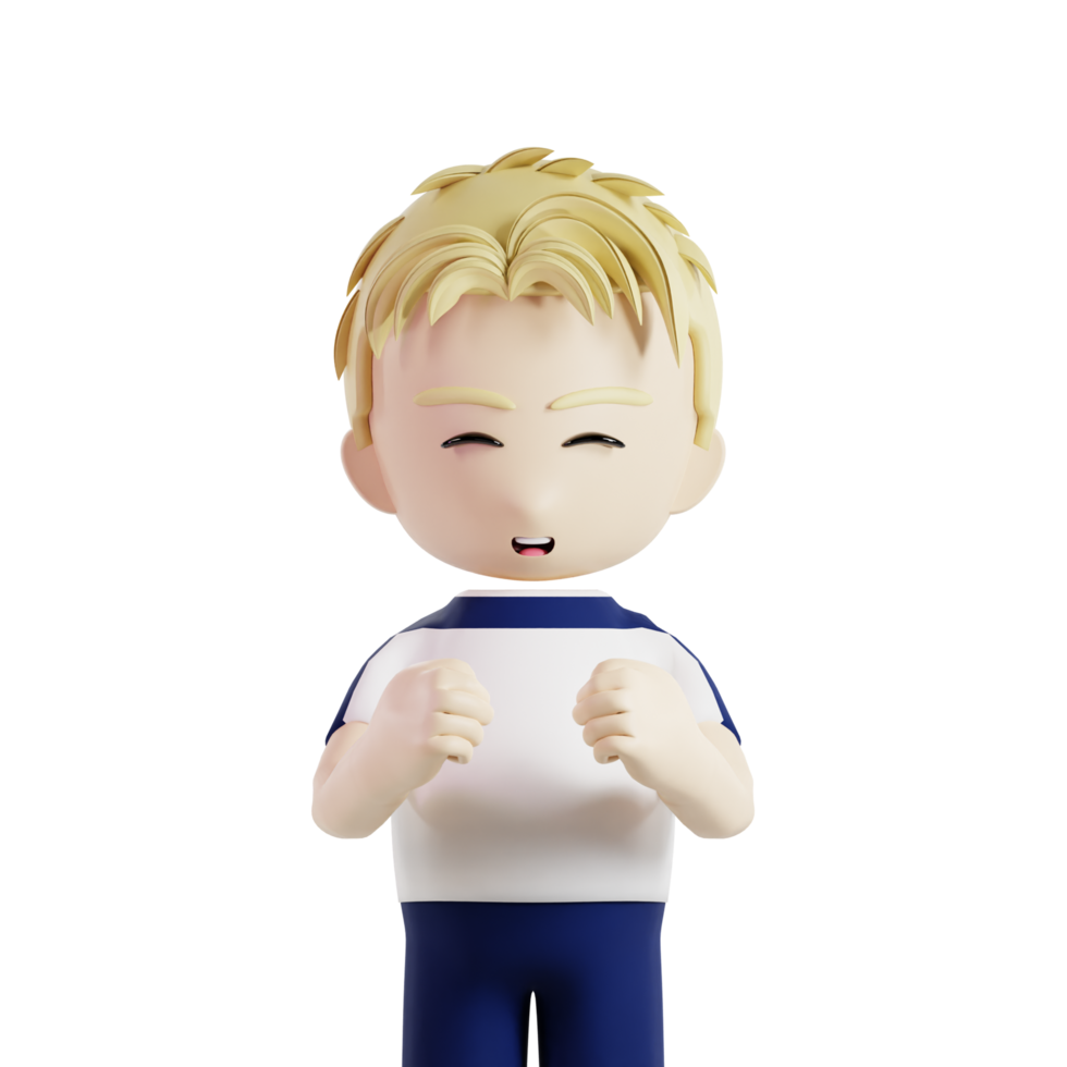 Football player cheering up 3d character render illustration png