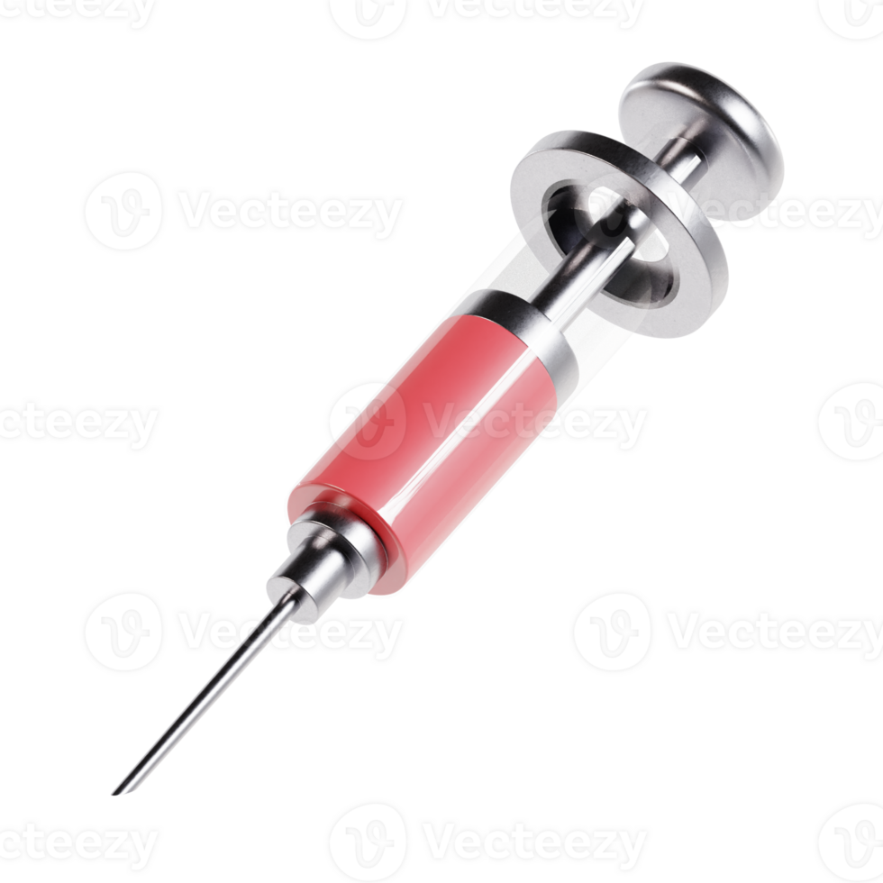 a red liquid in syringe 3d render illustration png