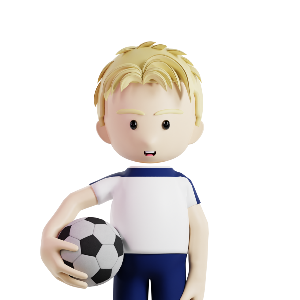 fotboll spelare innehav de boll 3d karaktär framställa illustration png