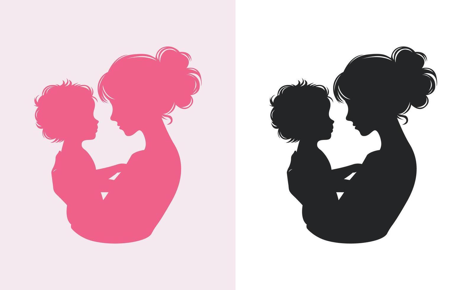 women and child logo design mother's day special can be used in social media post, greeting card design, banner and posters. Happy mothers day silhouette for best mom and child love card design vector