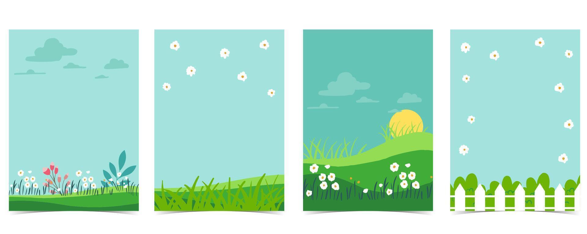 colección de natural antecedentes conjunto con jardin.editable ilustración para vertical diseño vector