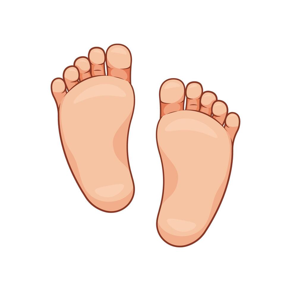 Baby foot soles isolated on white background. vector