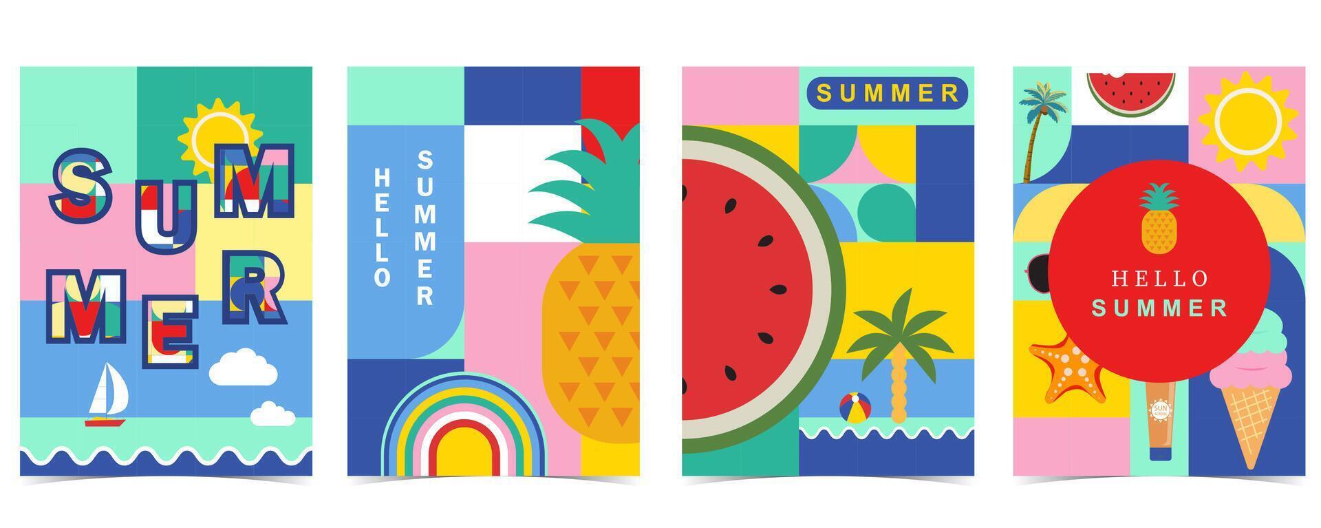 summer background with geometric style.illustration for a4 vertical design vector