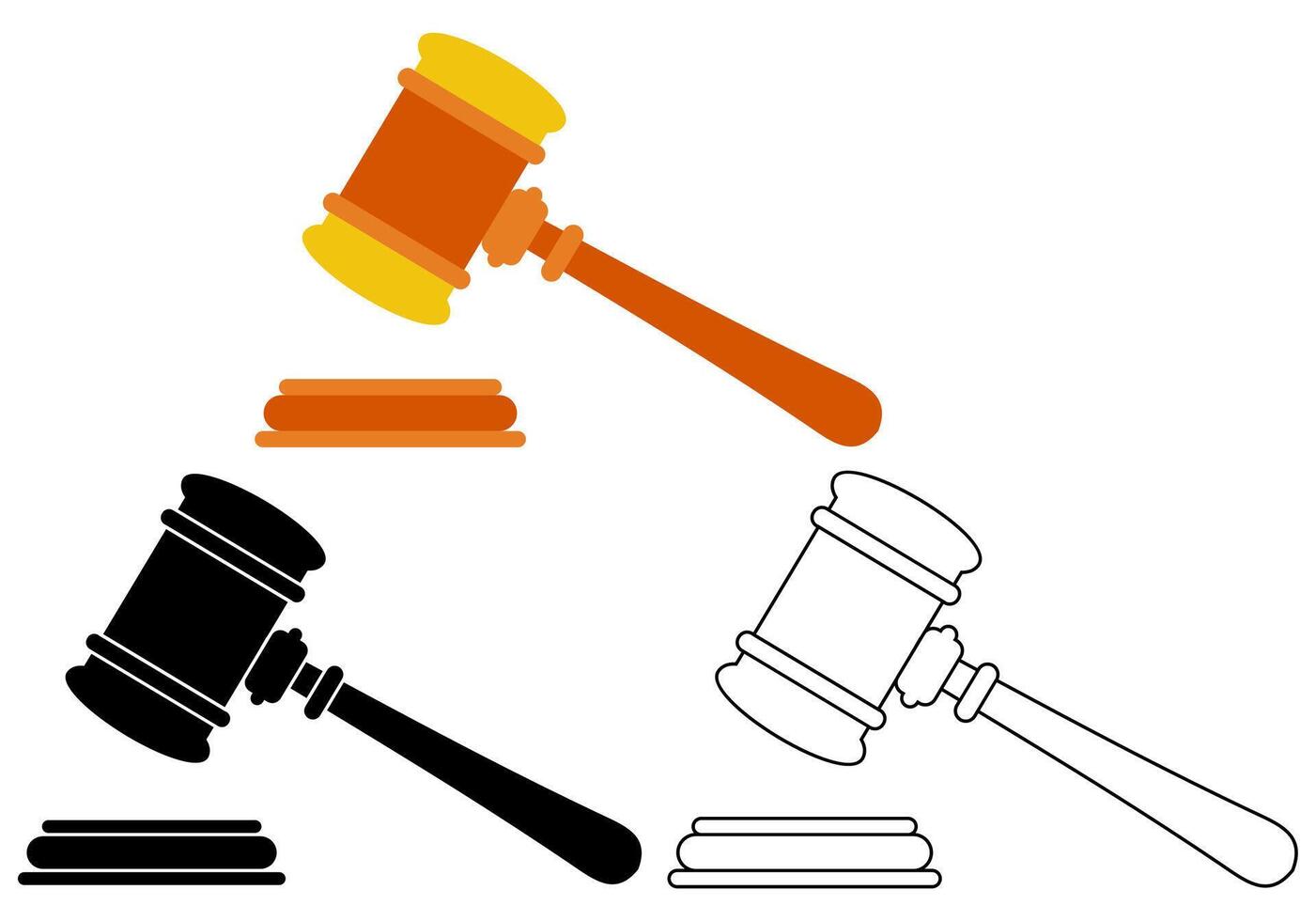 Set judge gavel icon law symbol template design illustration vector