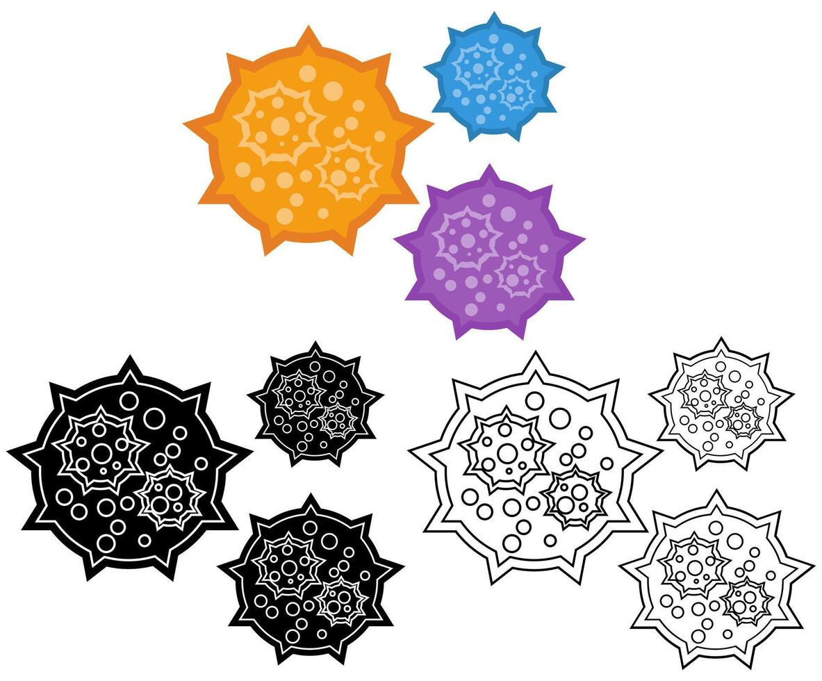 Set virus sign icon flat design illustration vector