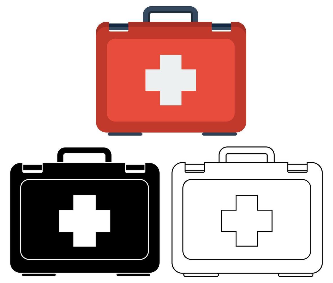 conjunto médico bolso icono. primero ayuda equipo símbolo plano diseño ilustración vector