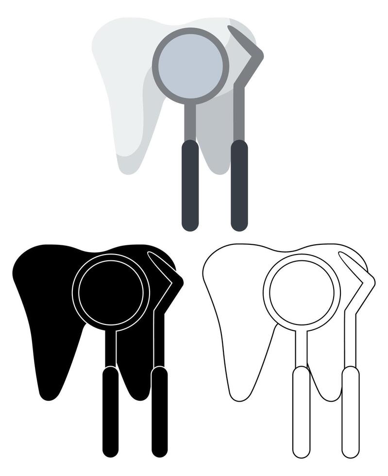 conjunto diente dental icono dentista símbolo plano diseño ilustración vector