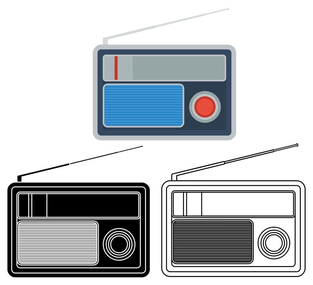Set classic portable radio icon symbol design template illustration vector