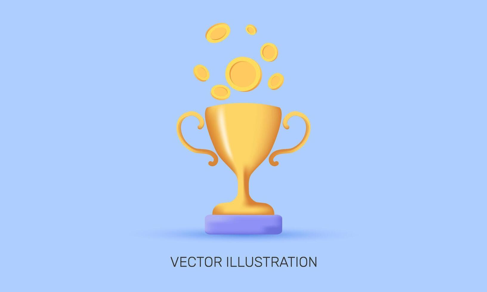 3d realistic icon game level win golden design vector