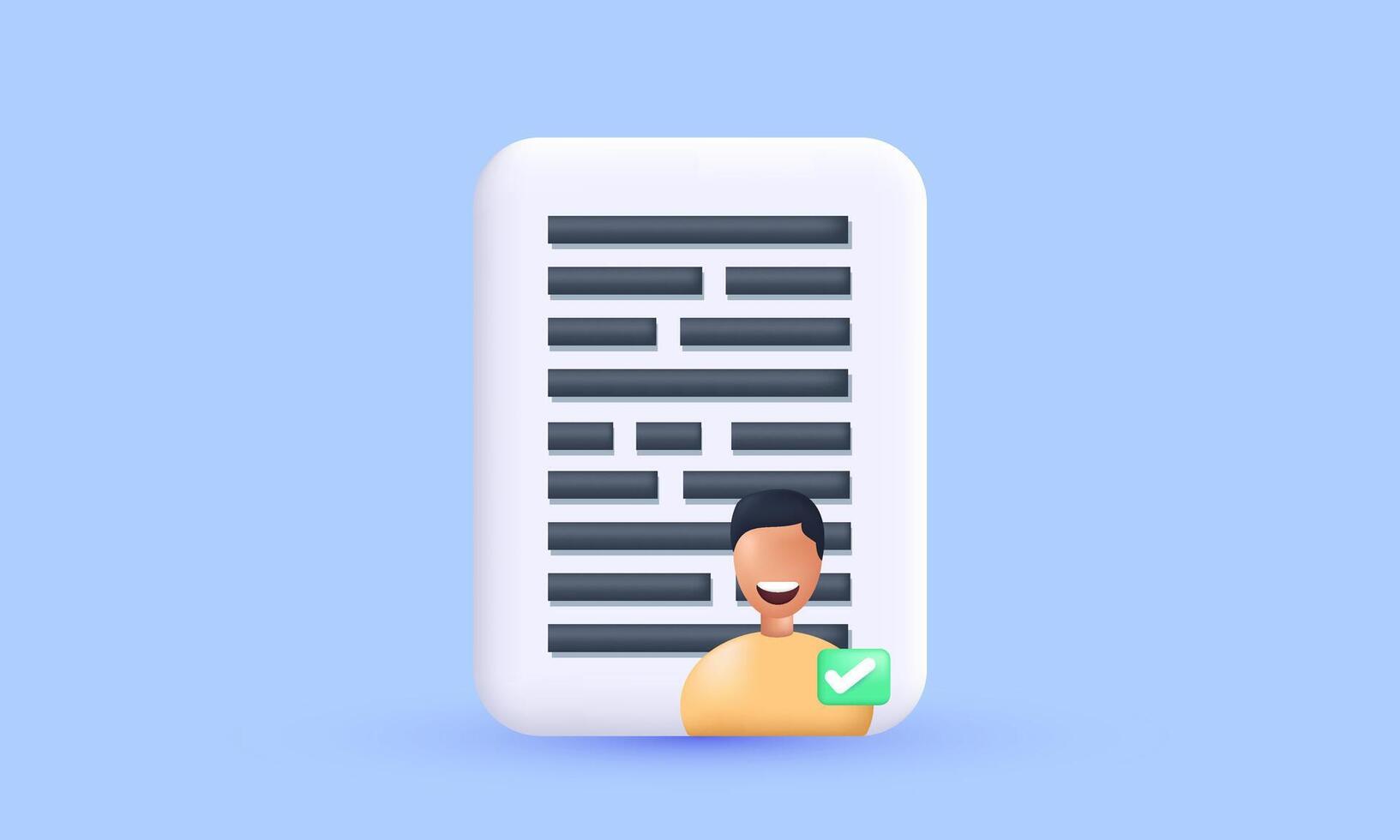 3d realistic icon modern resume concept cv curriculum vitae design vector