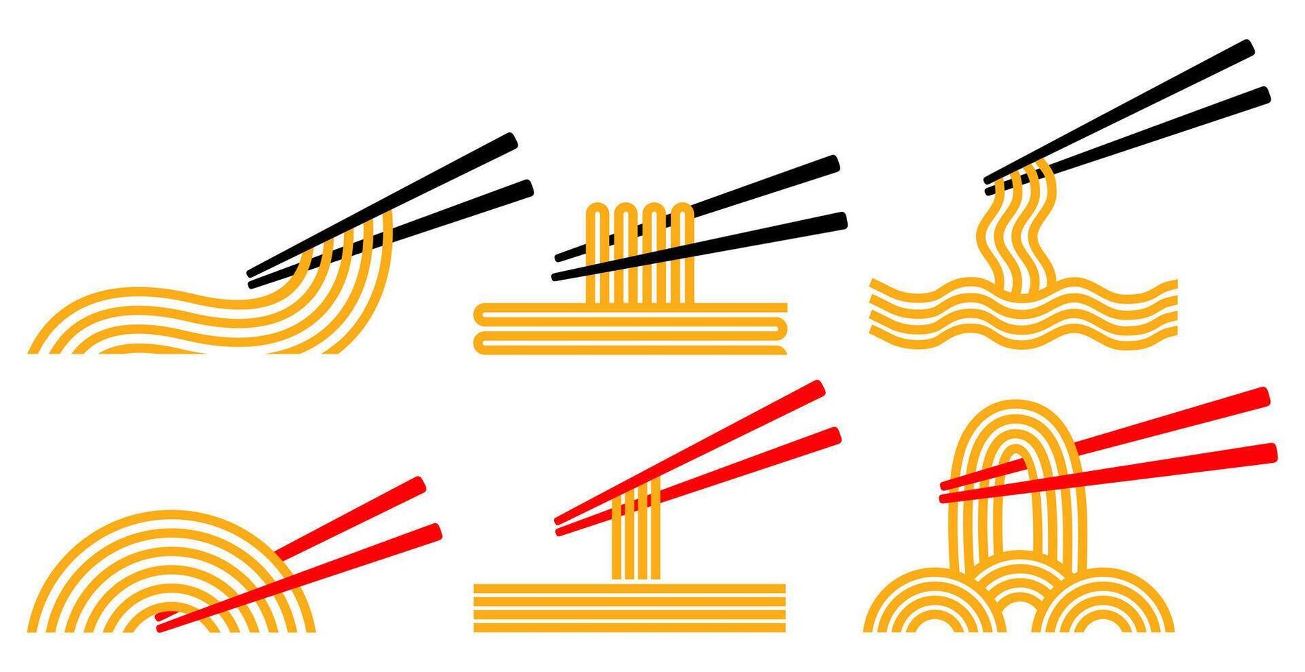 conjunto tallarines con palillo icono logo. ramen espaguetis símbolo diseño ilustración vector