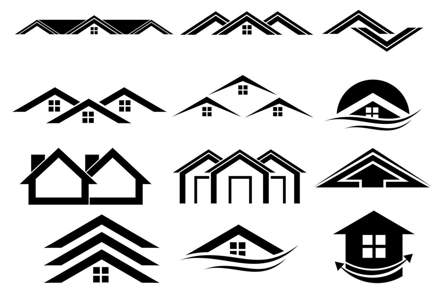 set real estate icon logo. Property symbol template design illustration vector