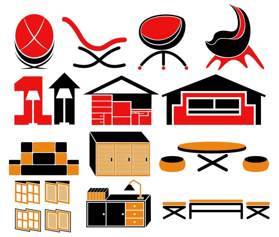 Set furniture icon. Interiors logo design illustration vector