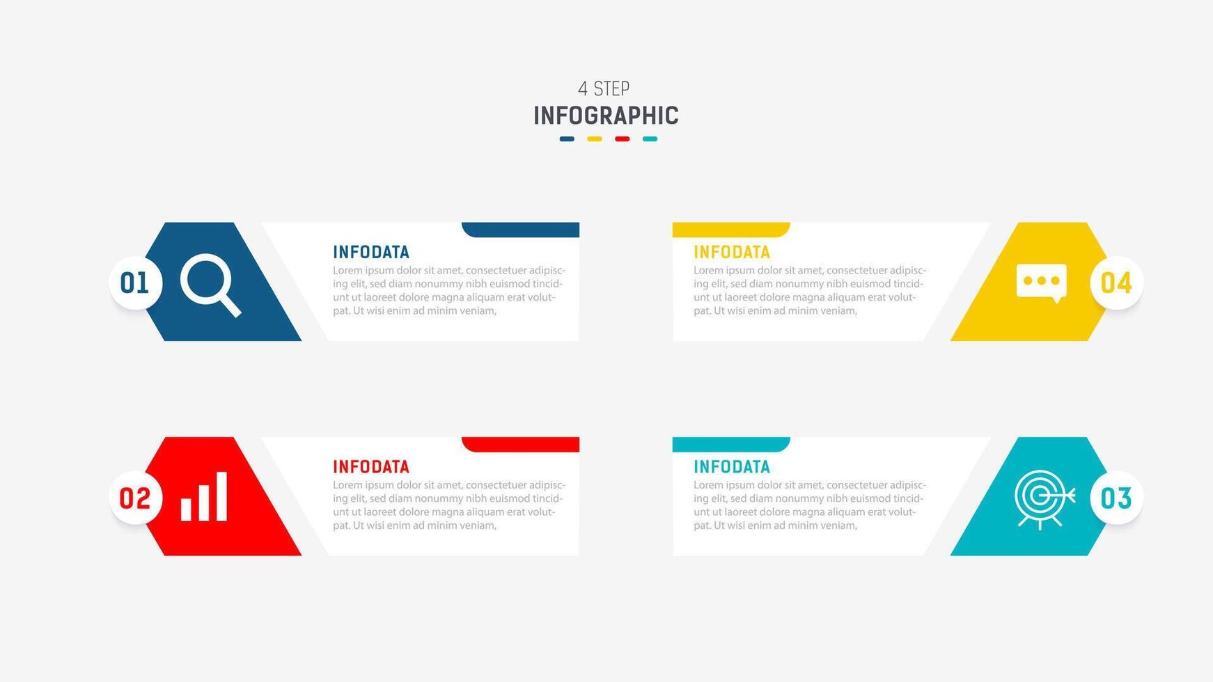 Four Step Infographic element design template for presentation. process diagram and presentations step, workflow layout, banner, flow chart, info graphic illustration. vector
