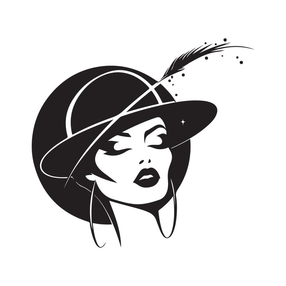 Girl with a hat logo design art . isolated on white vector