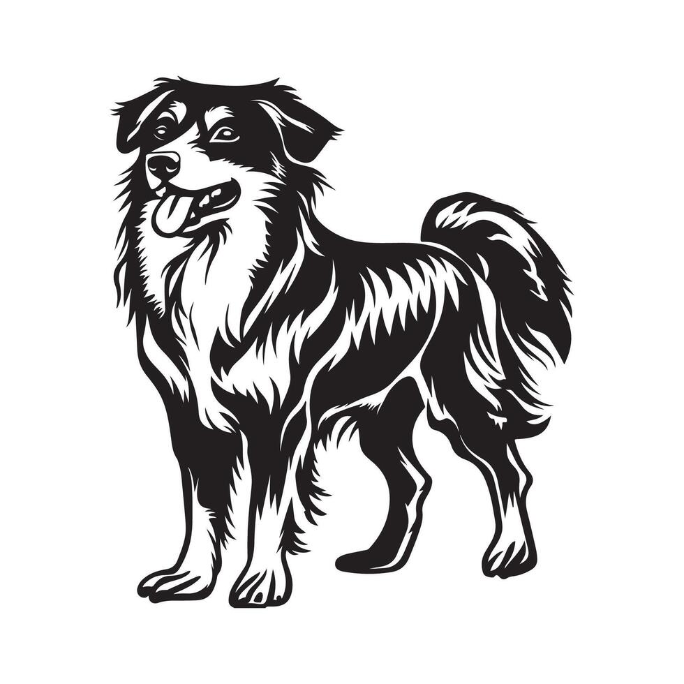 Dog Image Stock Illustrations. Black and White Dog on white background vector