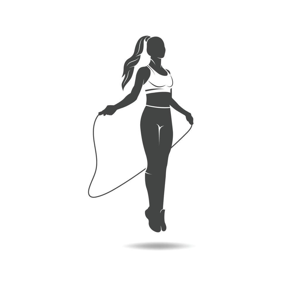 jump rope logo illustration design. suitable for sport, exercise and cardio vector