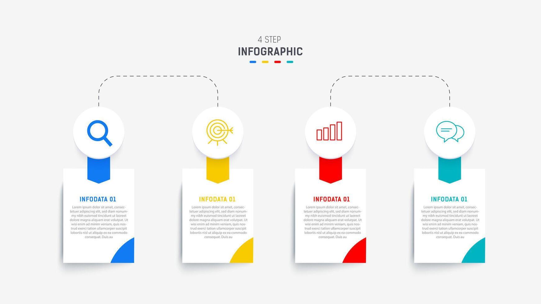 Four Step Infographic element design template for presentation. process diagram and presentations step, workflow layout, banner, flow chart, info graphic illustration. vector