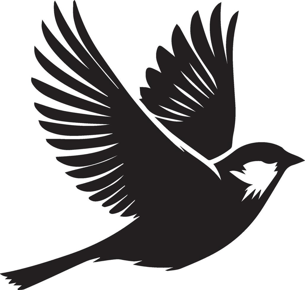 Sparrow silhouette illustration on white background. Sparrow logo. vector