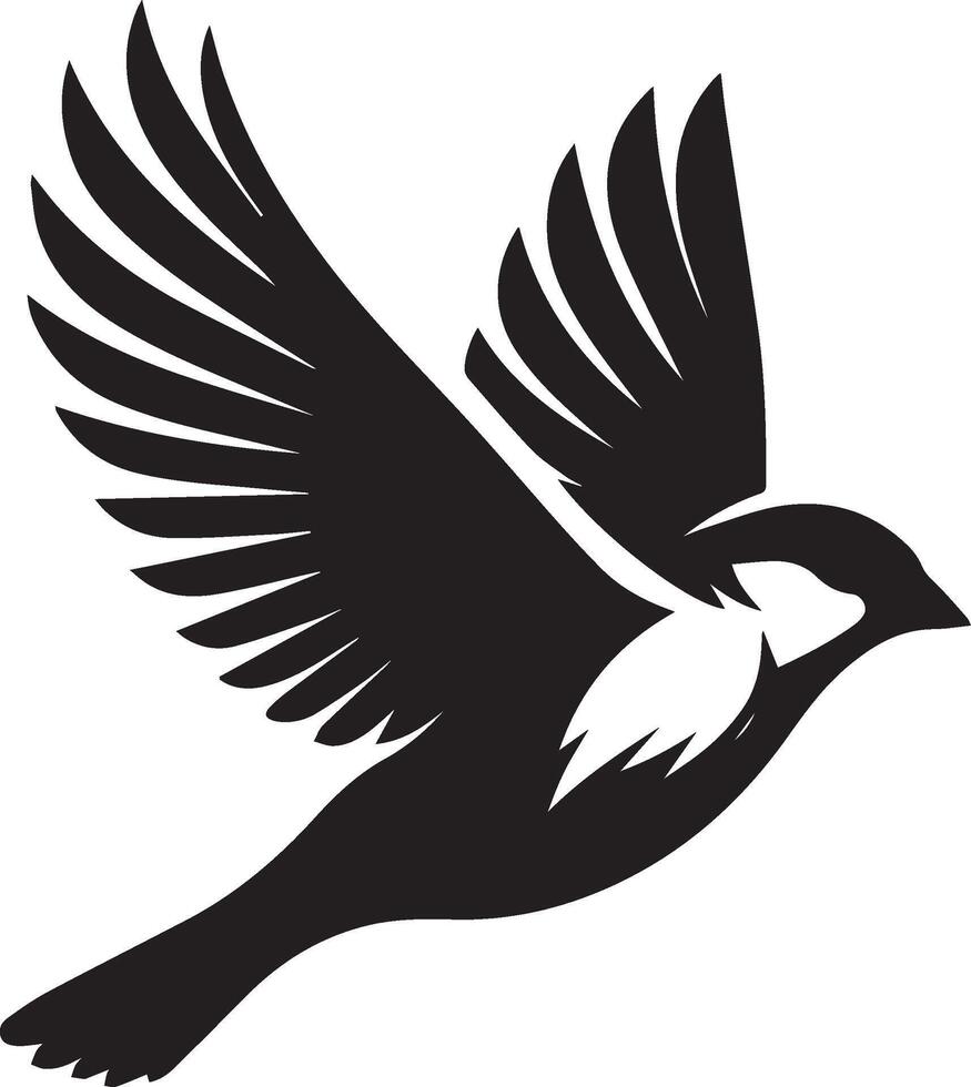 Sparrow silhouette illustration on white background. Sparrow logo. vector