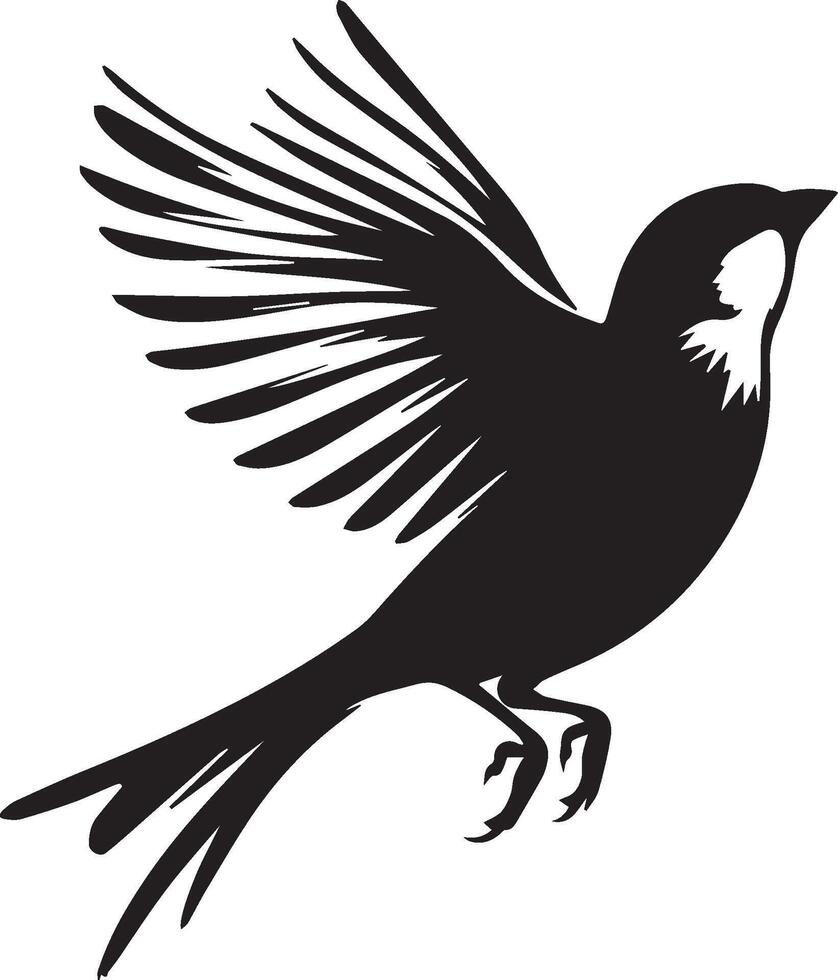 Sparrow silhouette illustration on white background. Sparrow logo. vector