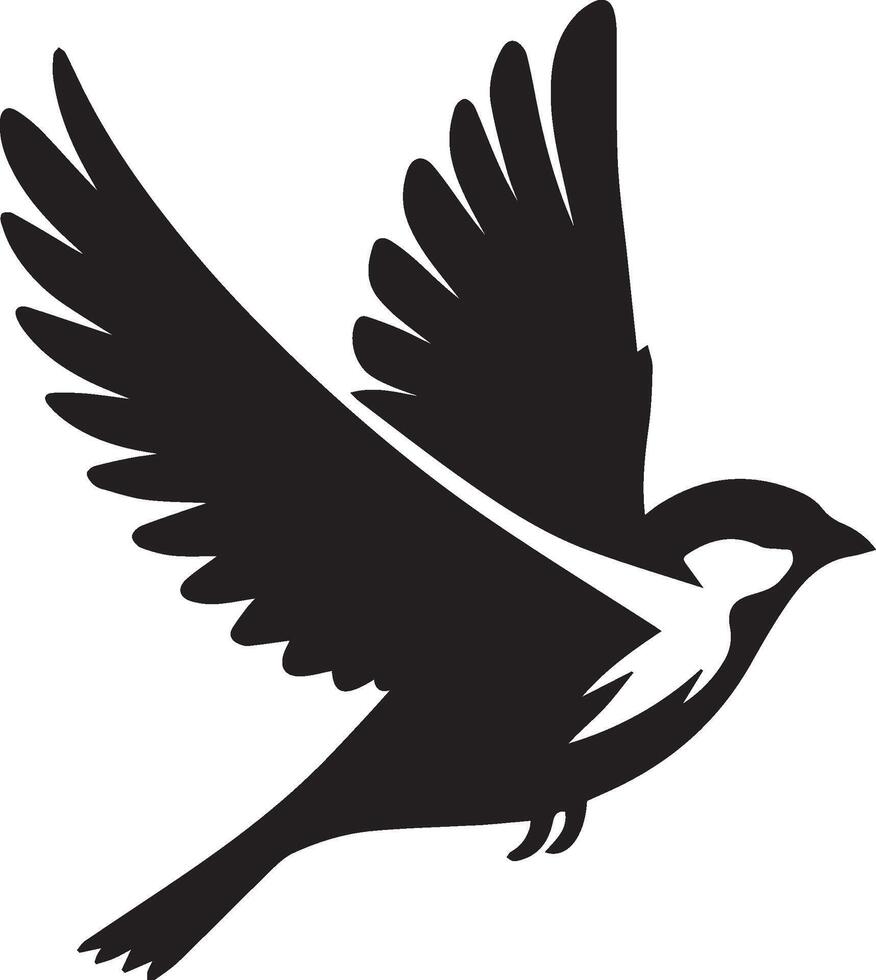 Sparrow silhouette illustration on white background. Sparrow logo. vector
