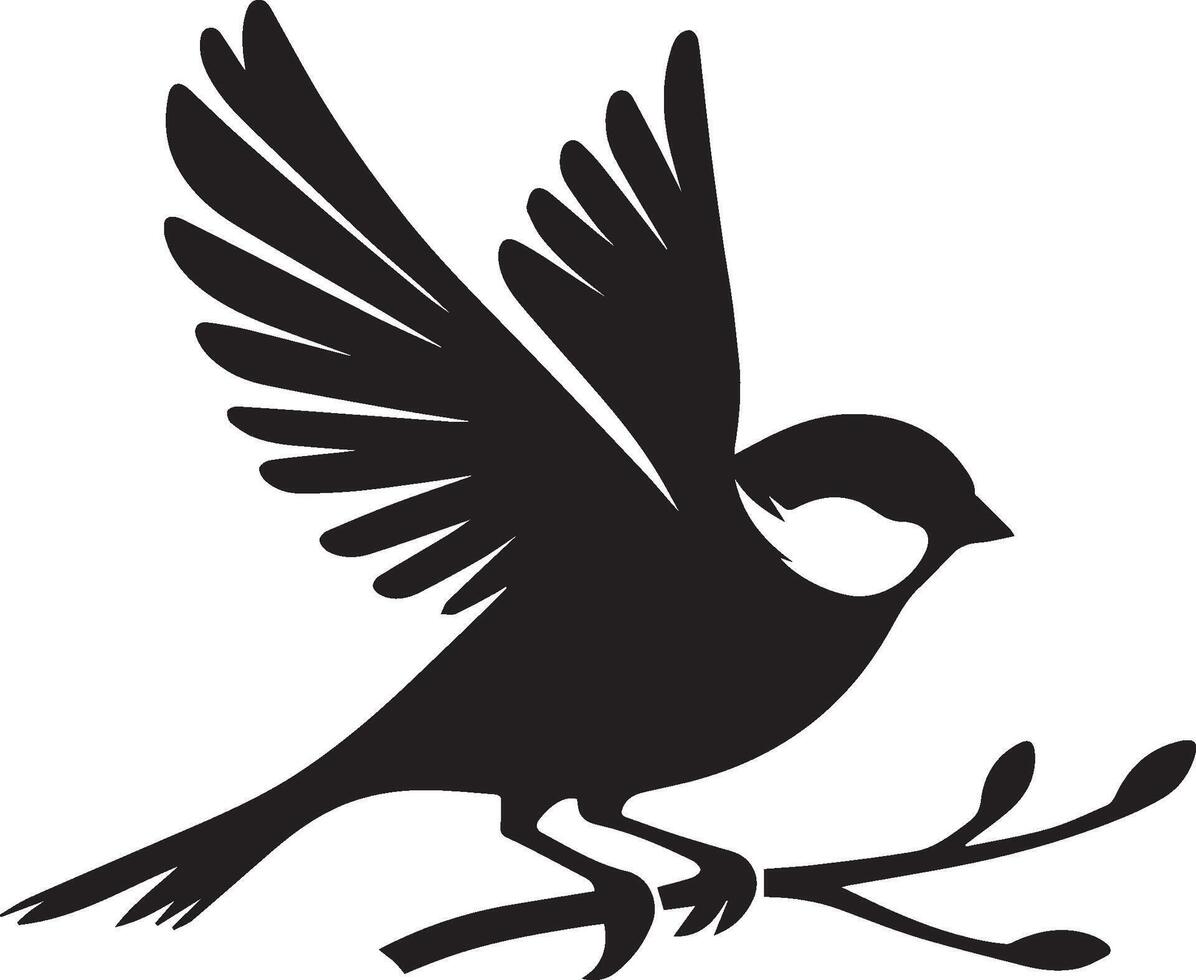 Sparrow silhouette illustration on white background. Sparrow logo. vector