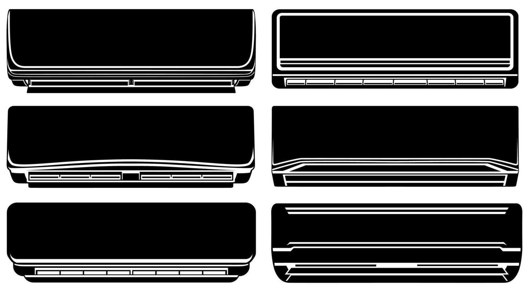 set AC air conditioner silhouette icon logo cooling system design vector